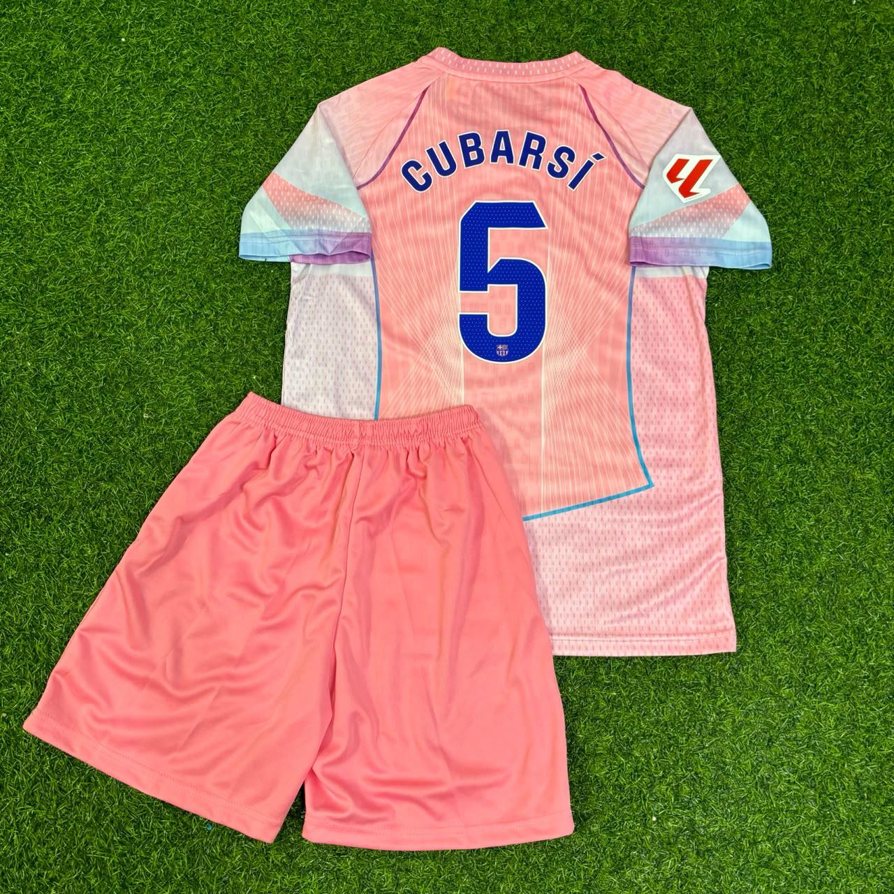 Pau Cubarsi Barcelona Home Pink New Season Kids 2026 Jersey Trikot Maillot Soccer Shirt