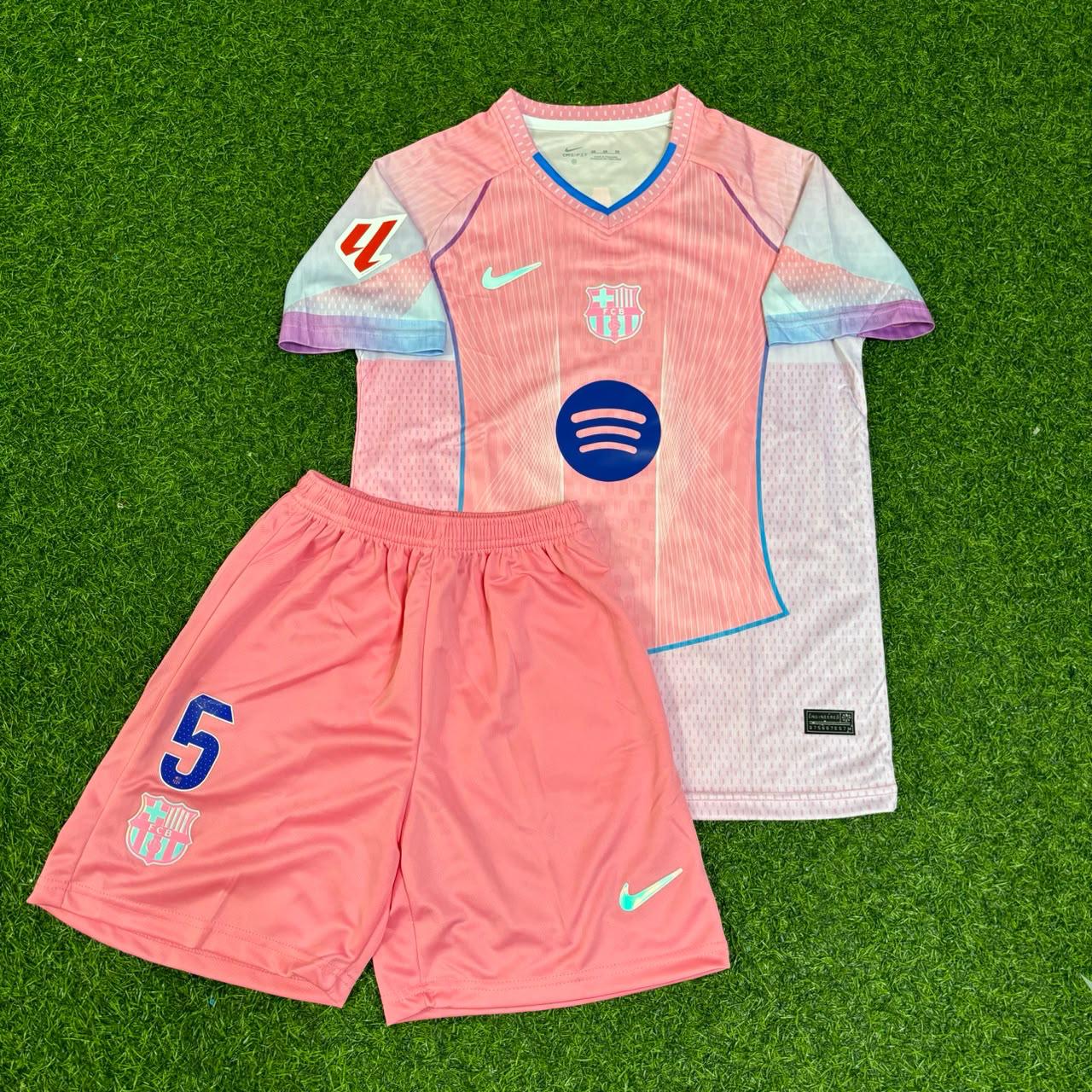 Pau Cubarsi Barcelona Home Pink New Season Kids 2026 Jersey Trikot Maillot Soccer Shirt