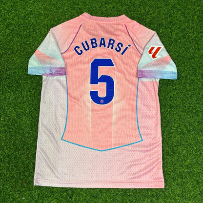 Pau Cubarsi Barcelona Home Pink New Season Kids 2026 Jersey Trikot Maillot Soccer Shirt