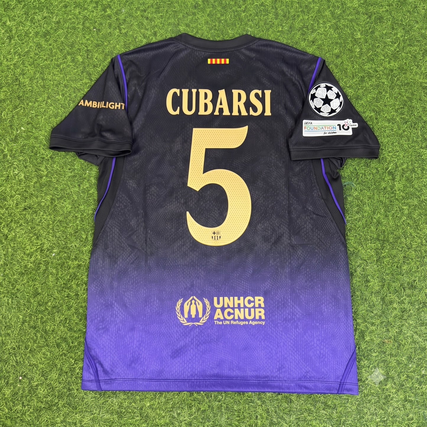 Pau Cubarsi #5 Barcelona 2027 Champions League Patch New Season Away Jersey Trikot Maillot Soccer Shirt