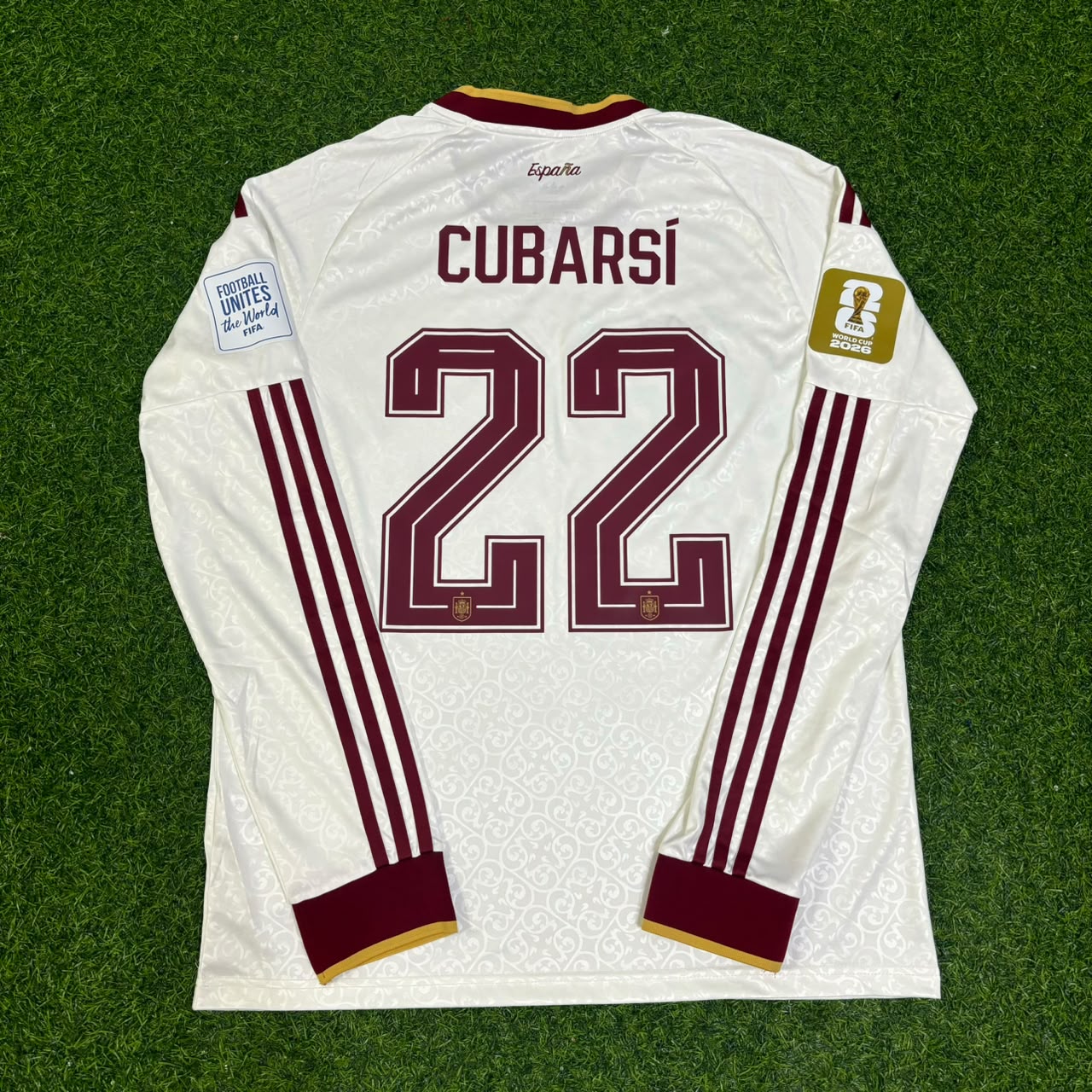 Pau Cubarsí #22 Spain 2026 World Cup Away Long Sleeve Jersey Trikot Maillot