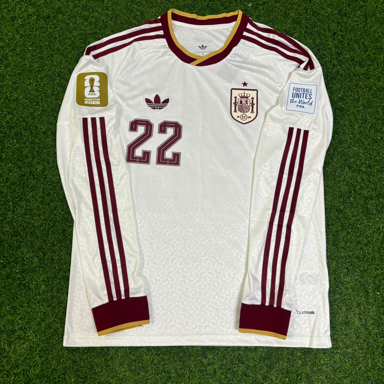 Pau Cubarsí #22 Spain 2026 World Cup Away Long Sleeve Jersey Trikot Maillot