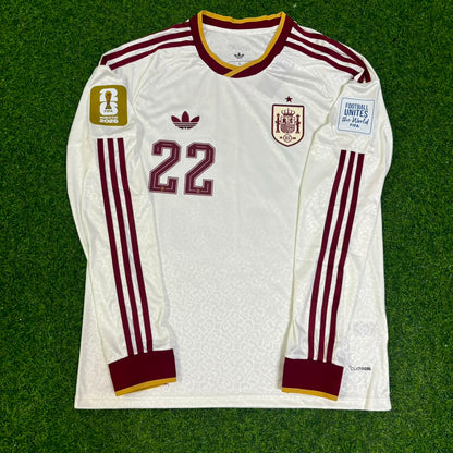 Pau Cubarsí #22 Spain 2026 World Cup Away Long Sleeve Jersey Trikot Maillot