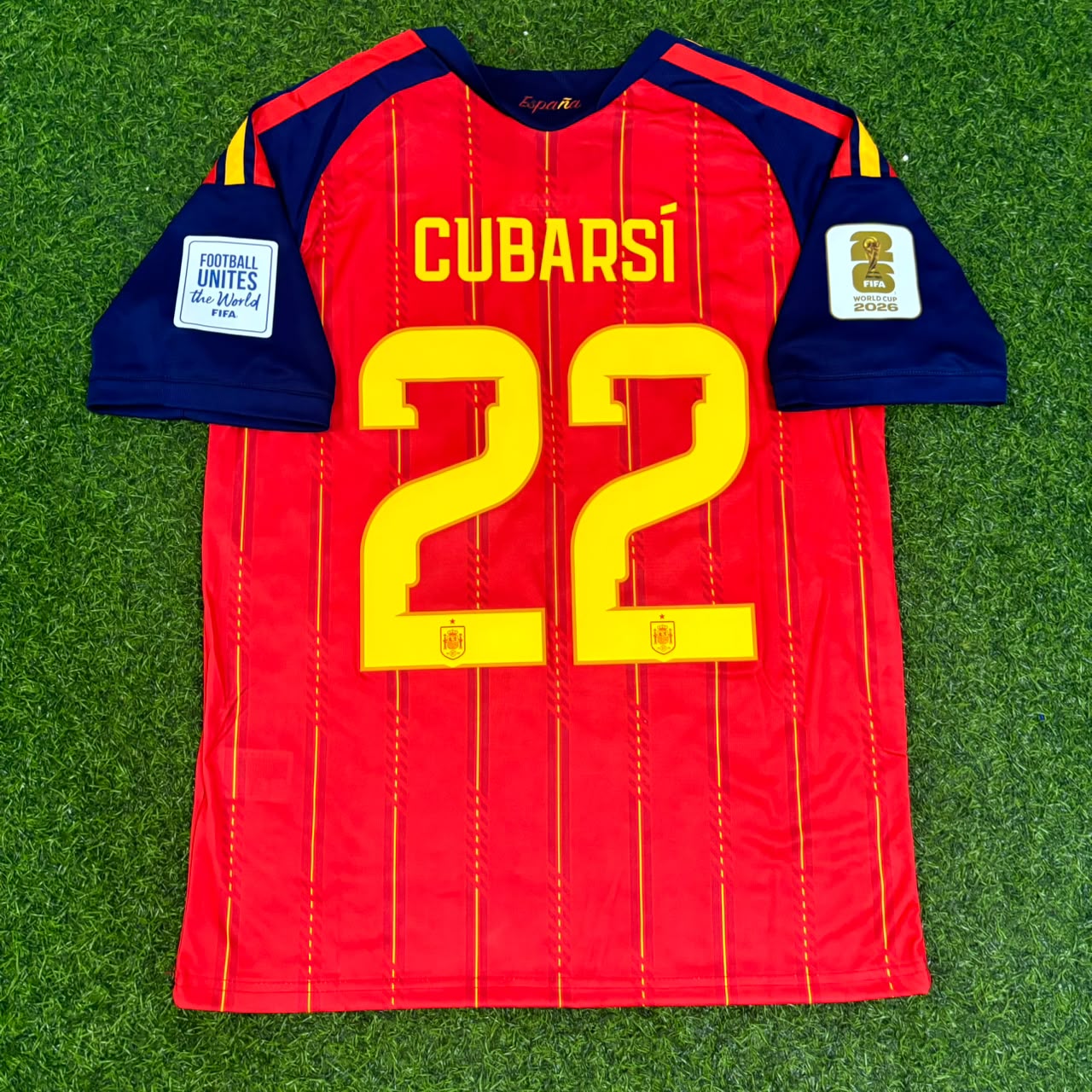 Pau Cubarsi #22 Spain 2026 World Cup Home Football Jersey
