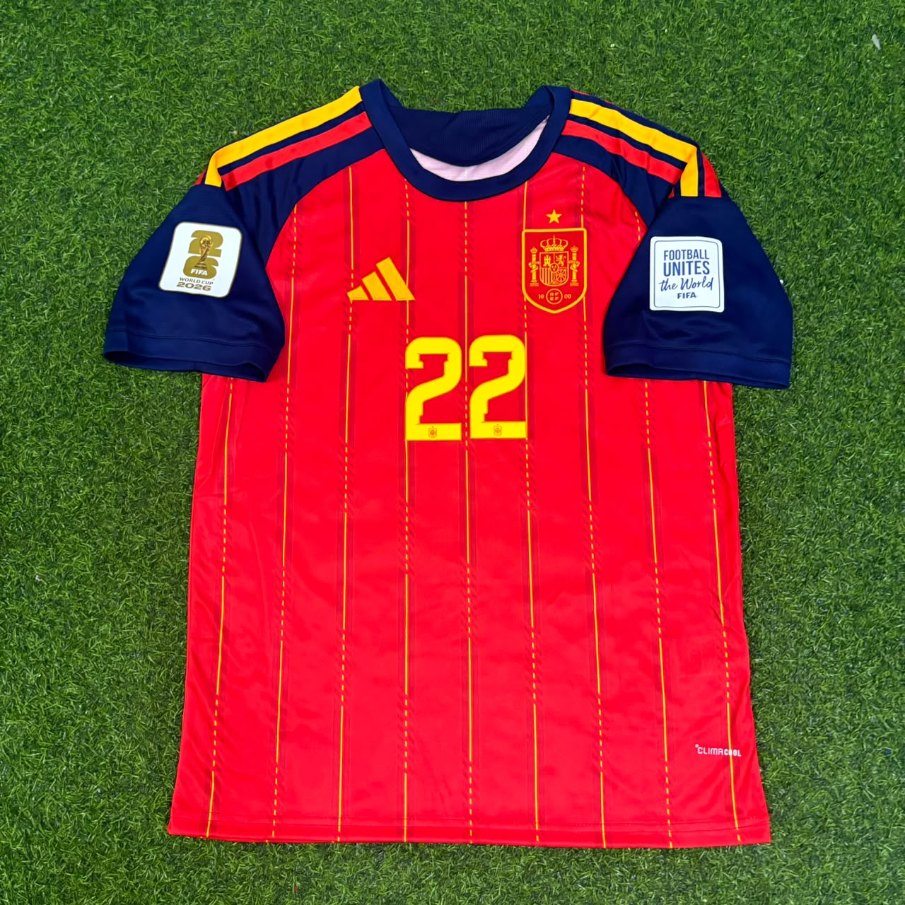 Pau Cubarsi #22 Spain 2026 World Cup Home Football Jersey