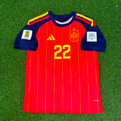 Pau Cubarsi #22 Spain 2026 World Cup Home Football Jersey