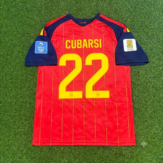 Pau Cubarsi #22 Spain 2026 World Cup Home Football Jersey
