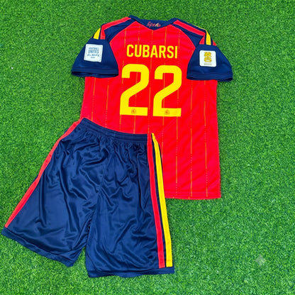 Pau Cubarsi #22 Spain 2026 World Cup Kids Football Jersey
