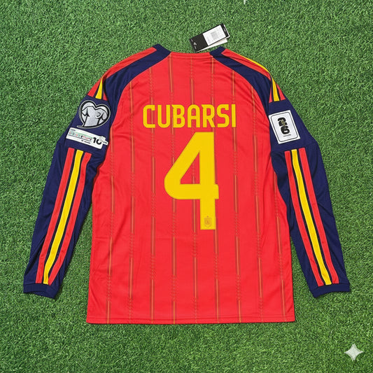 Pau Cubarsi Spain 2026 World Cup Home Long Sleeve Jersey Trikot Maillot