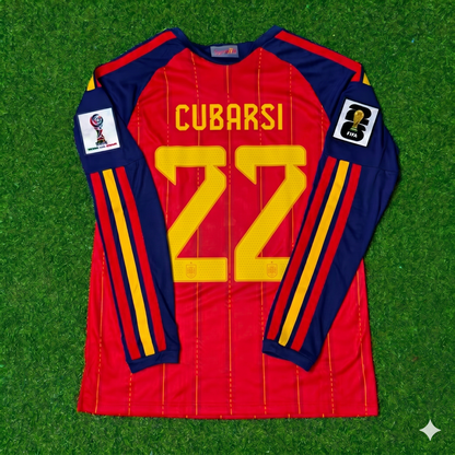 Pau Cubarsi #22 Spain 2026 World Cup Home Long Sleeve Jersey Trikot Maillot