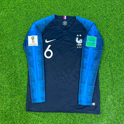 Paul Pogba France 2018 World Cup Final Long Sleeve Retro Football Jersey Kit