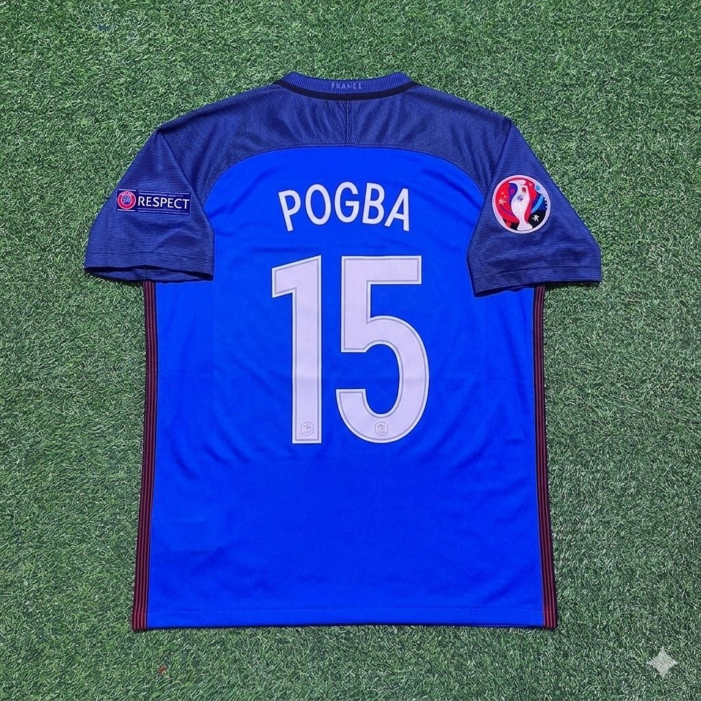 Paul Pogba #15 France Euro 2016 Home Retro Football Jersey