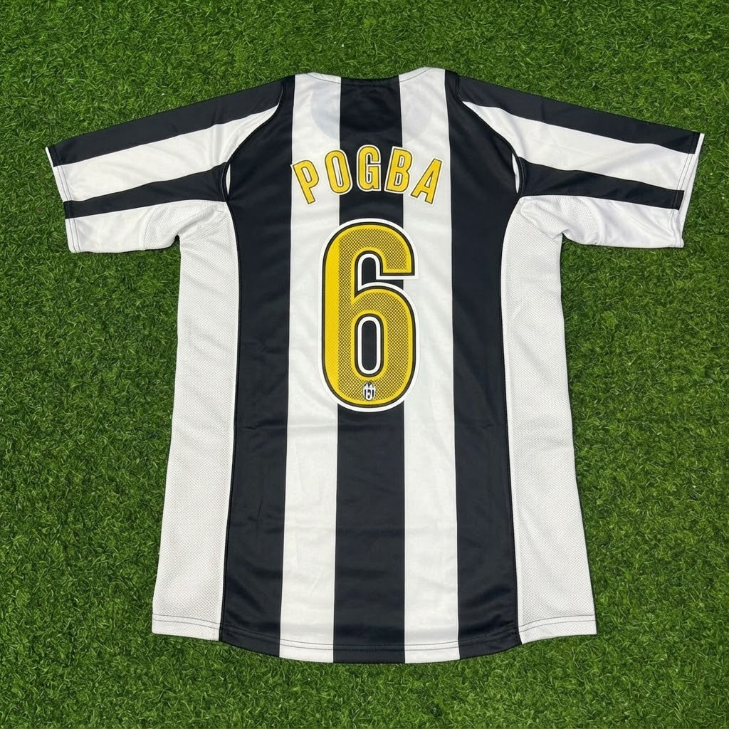 Paul Pogba #6 Juventus  Black White Home Retro Football Jersey