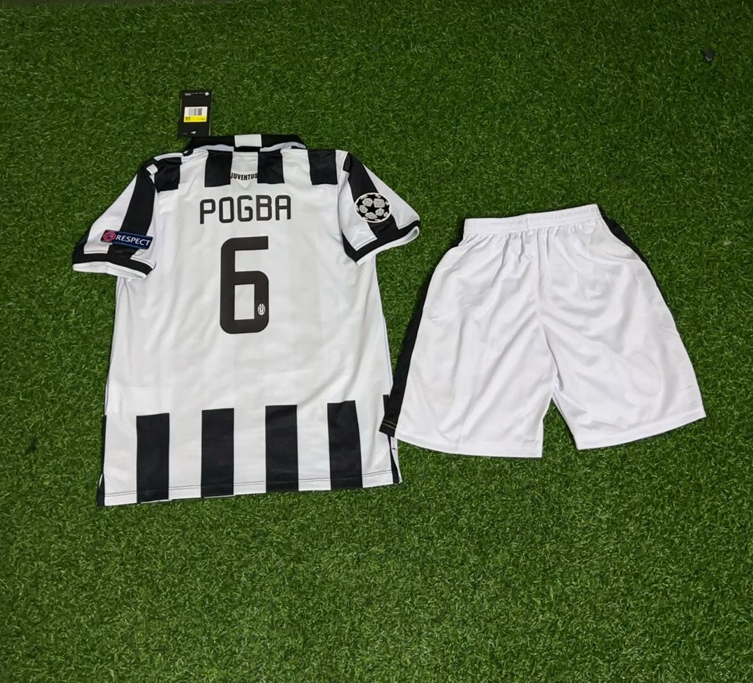 Paul Pogba Juventus 2014 2015 Retro Kids Football Jersey Kit