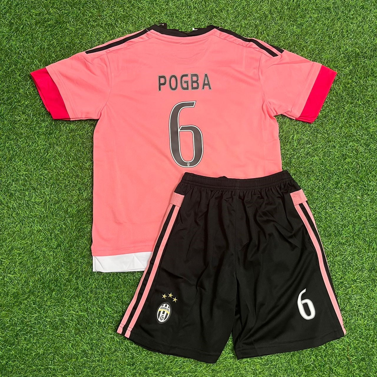 Paul Pogba Juventus 2015–2016 Pink Retro Kids Football Jersey Kit