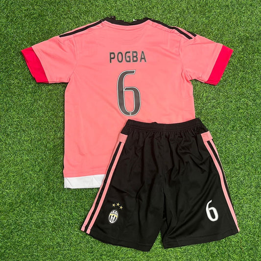 Paul Pogba Juventus 2015–2016 Pink Retro Kids Football Jersey Kit