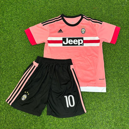 Paul Pogba Juventus 2015/2016 Pink Retro Kids Football Jersey Kit