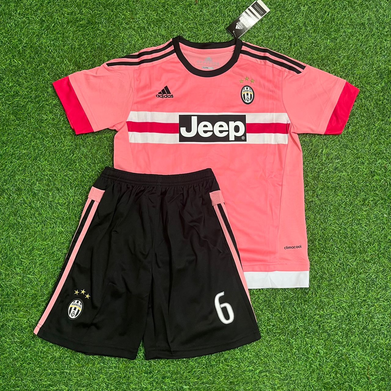 Paul Pogba Juventus 2015–2016 Pink Retro Kids Football Jersey Kit