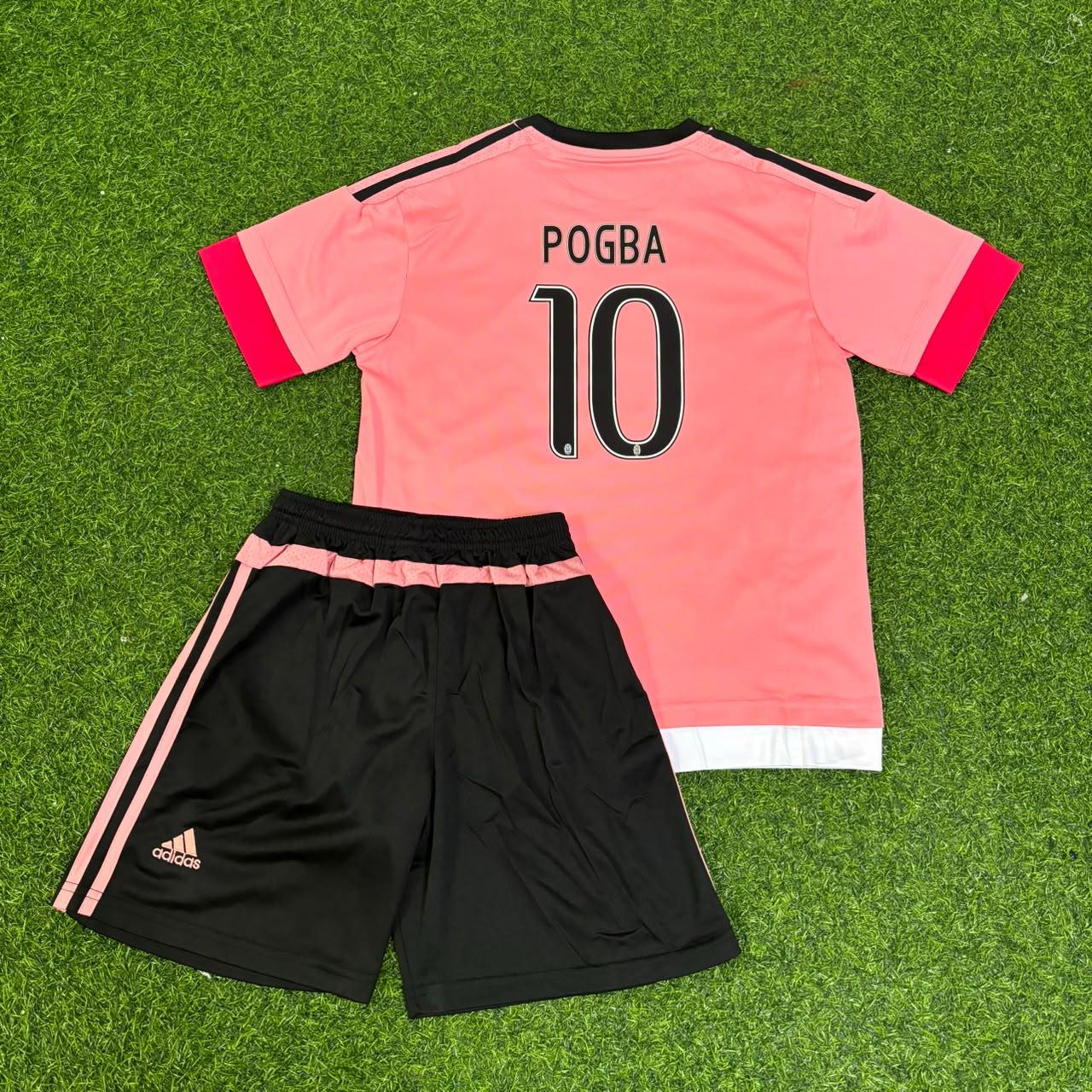 Paul Pogba Juventus 2015/2016 Pink Retro Kids Football Jersey Kit