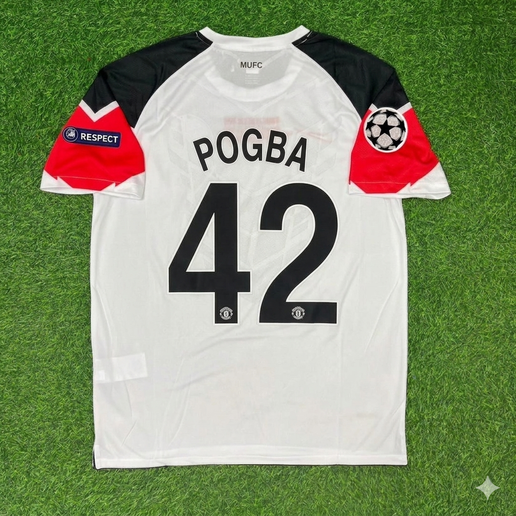 Paul Pogba #42 Manchester United 2011 Champions League Final White Football Jersey