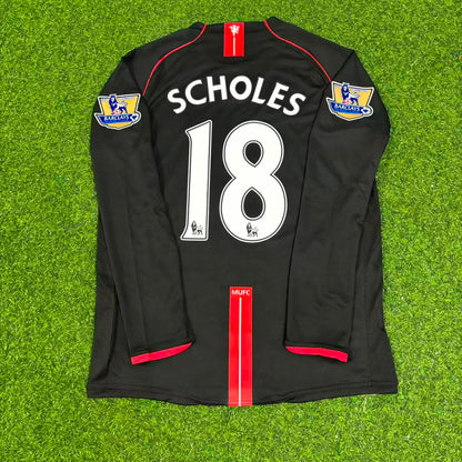 Paul Scholes 2007-2008 Manchester United Black Retro Jersey Trikot Camiseta Maillot