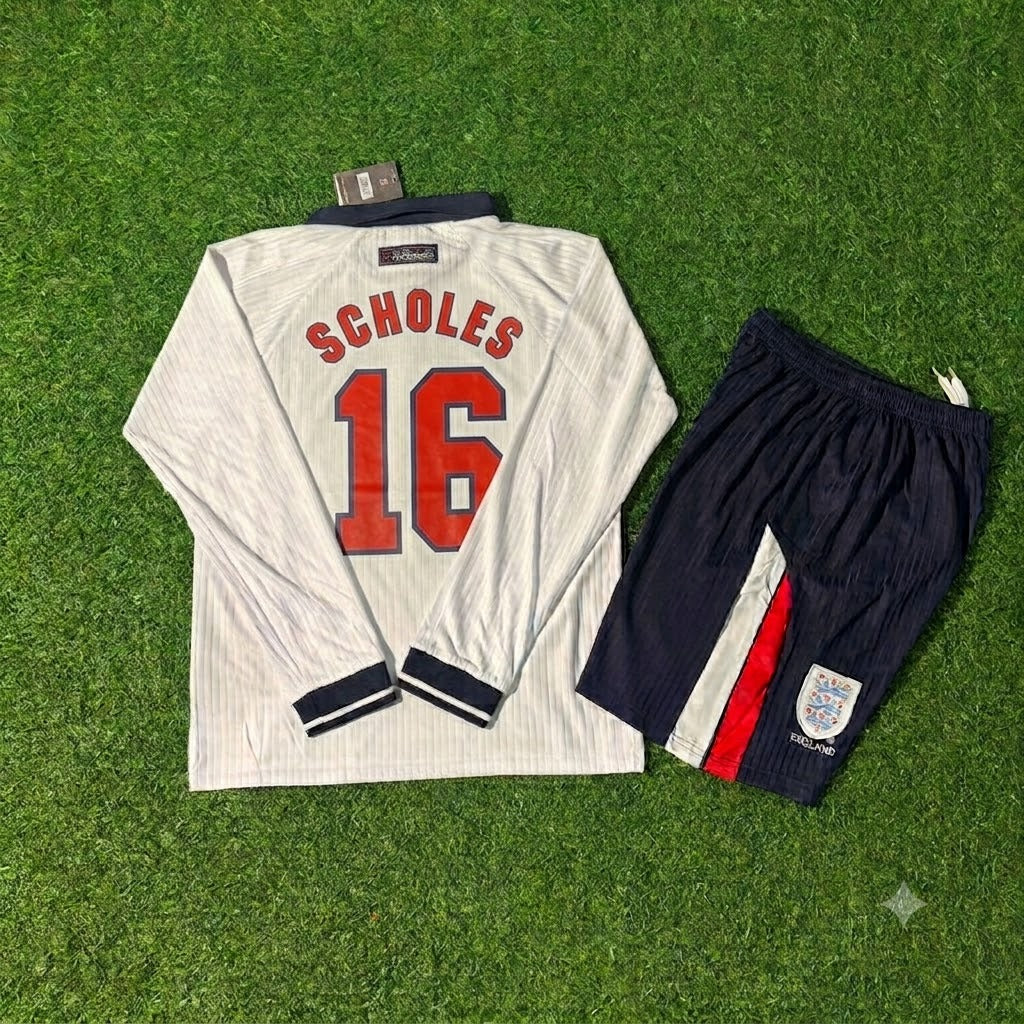 Paul Scholes England 1998 World Cup Kids Long Sleeve Retro Football Jersey