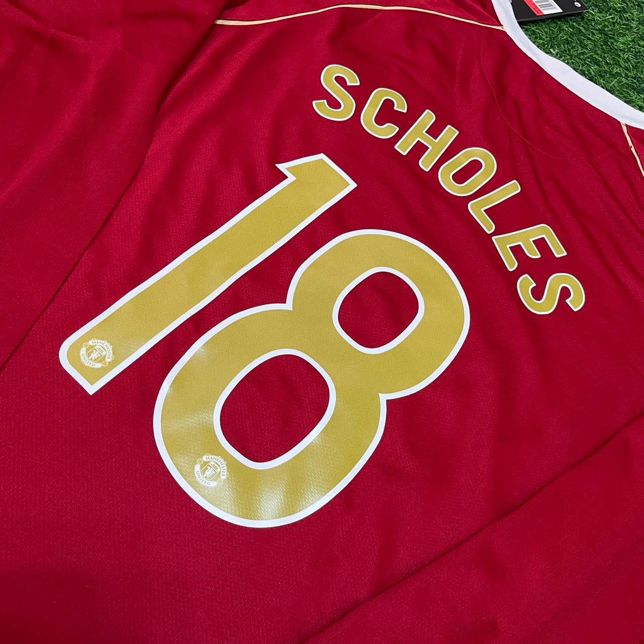 Paul Scholes #18 Manchester United 2006 2007 Red Golden Jersey Trikot