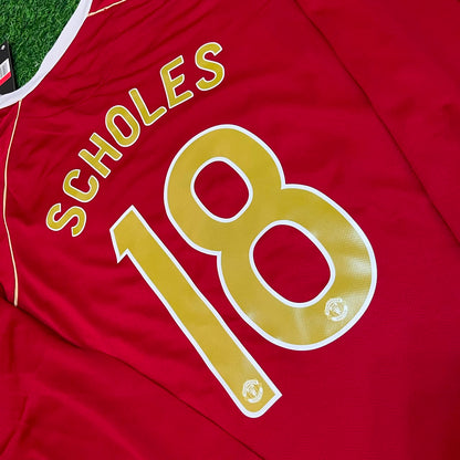Paul Scholes #18 Manchester United 2006 2007 Red Golden Jersey Trikot