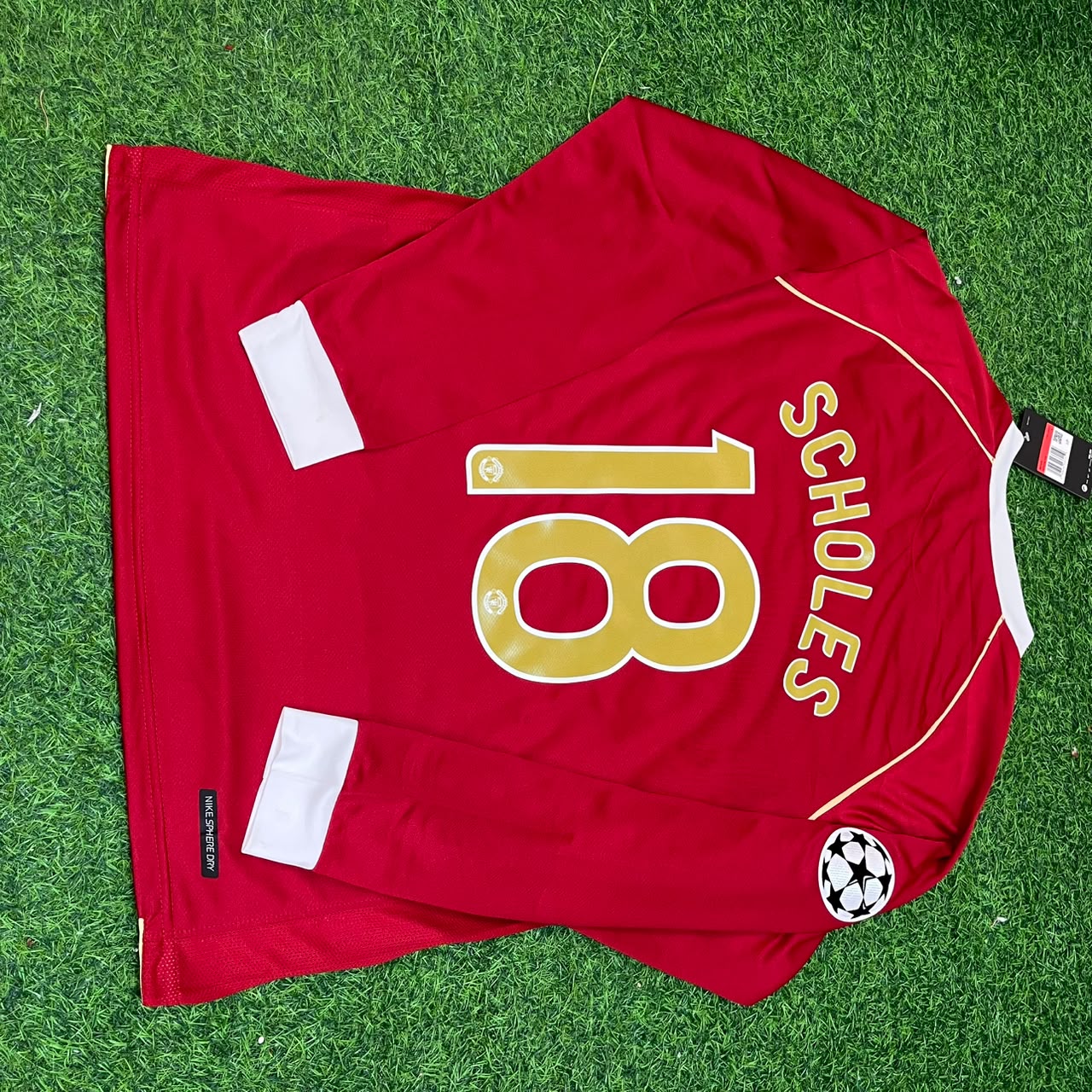 Paul Scholes #18 Manchester United 2006 2007 Red Golden Jersey Trikot