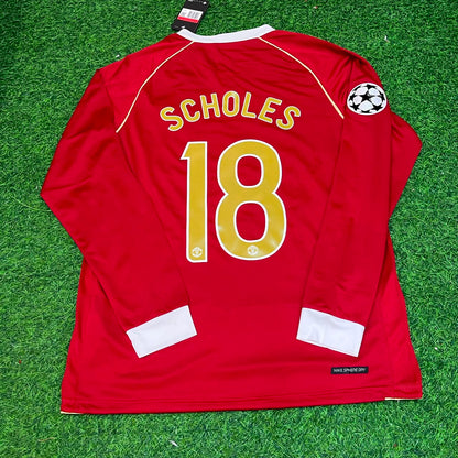 Paul Scholes #18 Manchester United 2006 2007 Red Golden Jersey Trikot