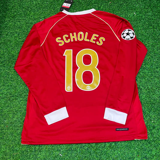 Paul Scholes #18 Manchester United 2006 2007 Red Golden Jersey Trikot