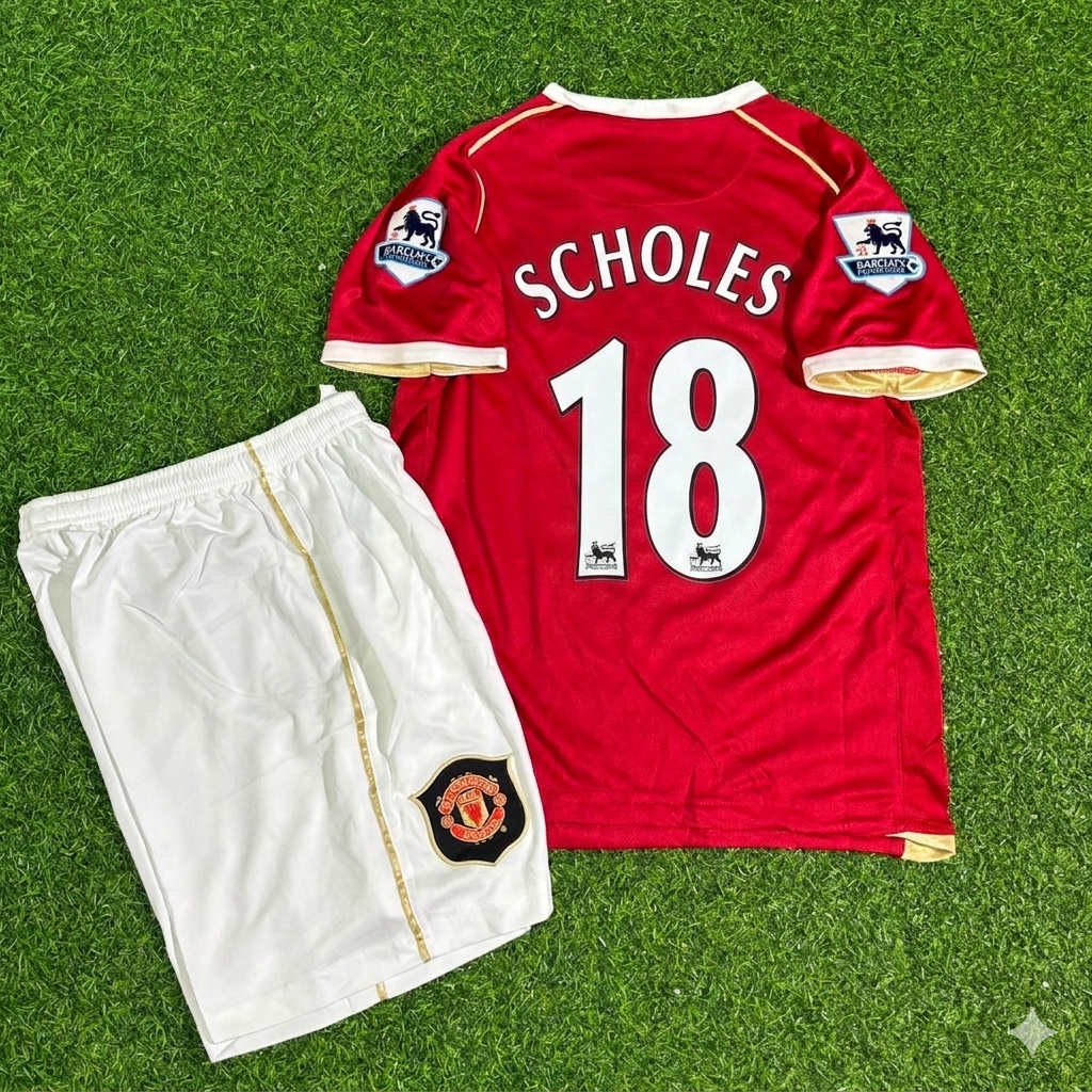 Paul Scholes #18 Manchester United 2006-2007 Kids Home Football Jersey