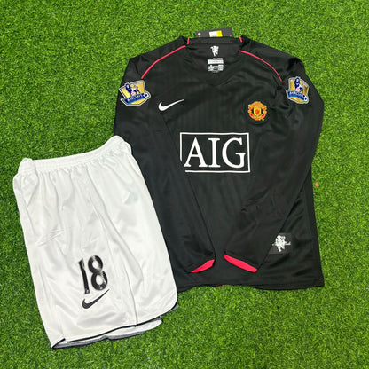 Paul Scholes Manchester United 2007/2008 EPL Black KIDS Football Jersey Kit Trikot