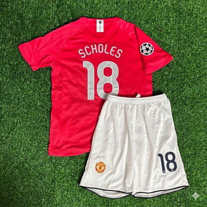 Paul Scholes #18 Manchester United 2008 Final Kids Children Home Football Jersey