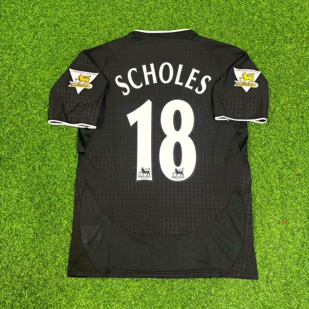 Paul Scholes Manchester United 2003-2004 Away Black Retro Football Jersey