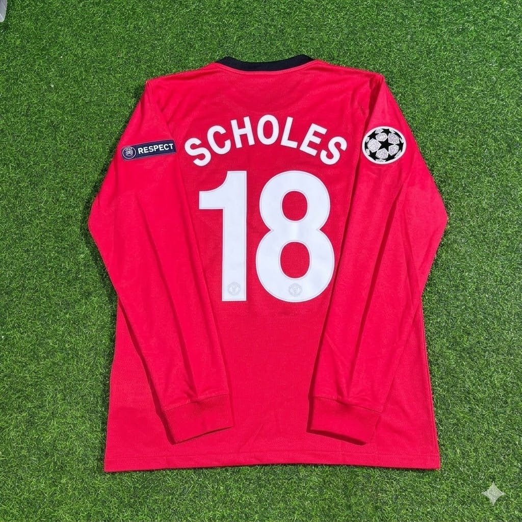 Paul Scholes #18 Manchester United 2009-2010 Retro Long Sleeve Football Jersey