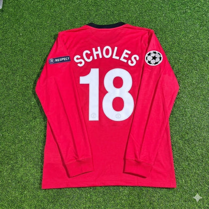 Paul Scholes #18 Manchester United 2009-2010 Retro Long Sleeve Football Jersey