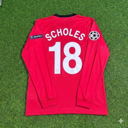Paul Scholes #18 Manchester United 2009-2010 Retro Long Sleeve Football Jersey