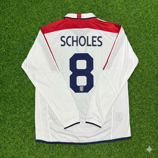 Paul Scholes England EURO 2004 Long Sleeve Home Retro Football Jersey
