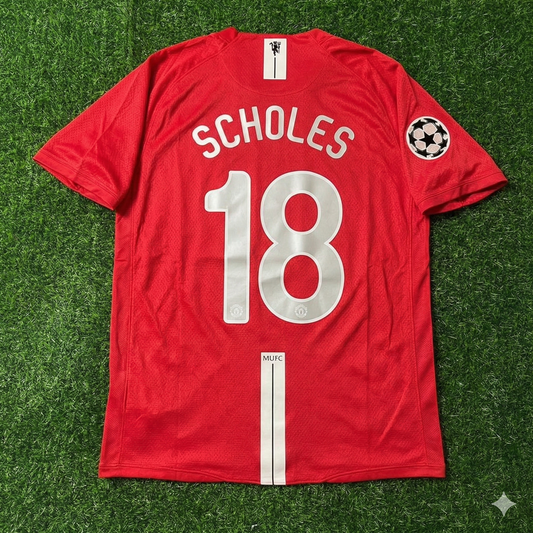 Paul Scholes Manchester United Champions League Final Moscow 2008 Retro Red Football Shirt