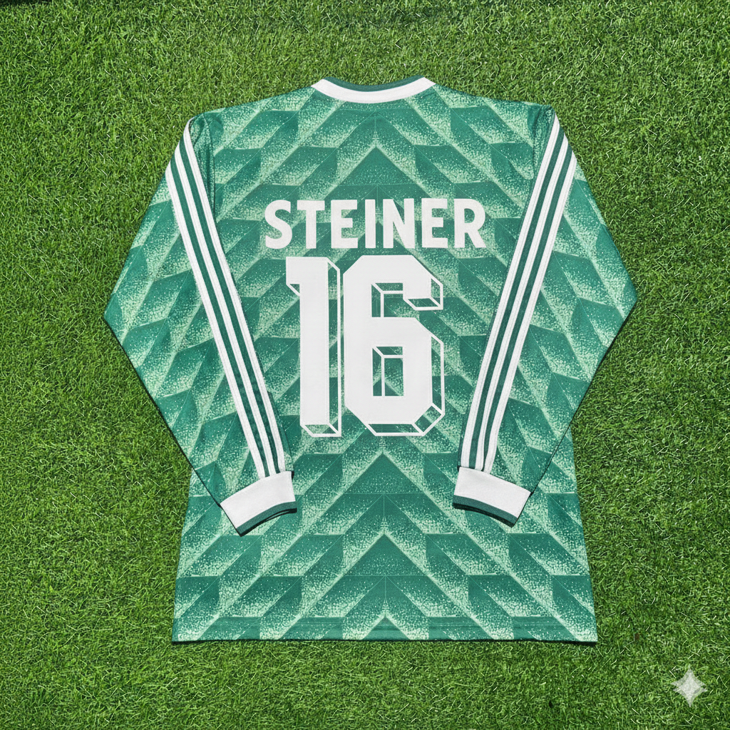 Paul Steiner Germany 1990 World Cup Green Long Sleeve Football Jersey