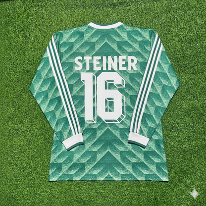 Paul Steiner Germany 1990 World Cup Green Long Sleeve Football Jersey