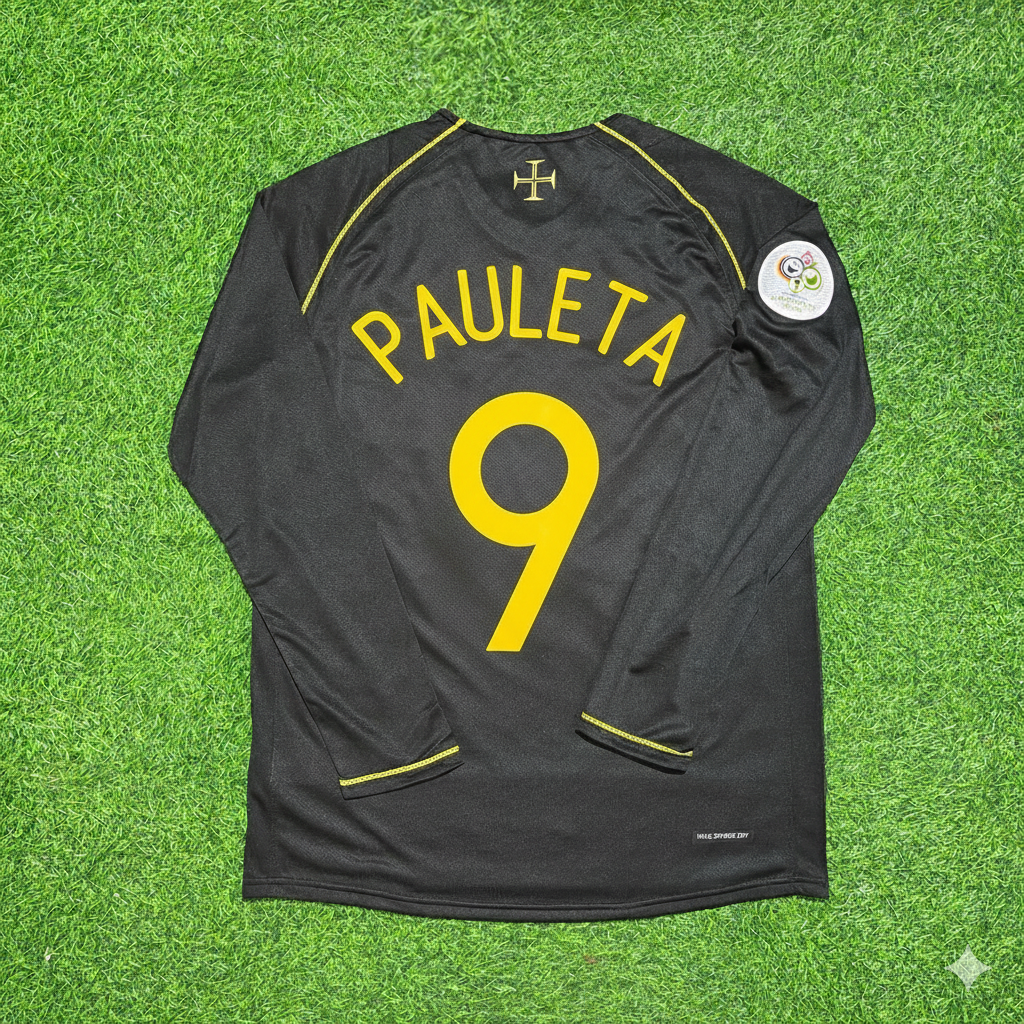 Pauleta Portugal 2006 World Cup Long Sleeve Black Retro Football Jersey