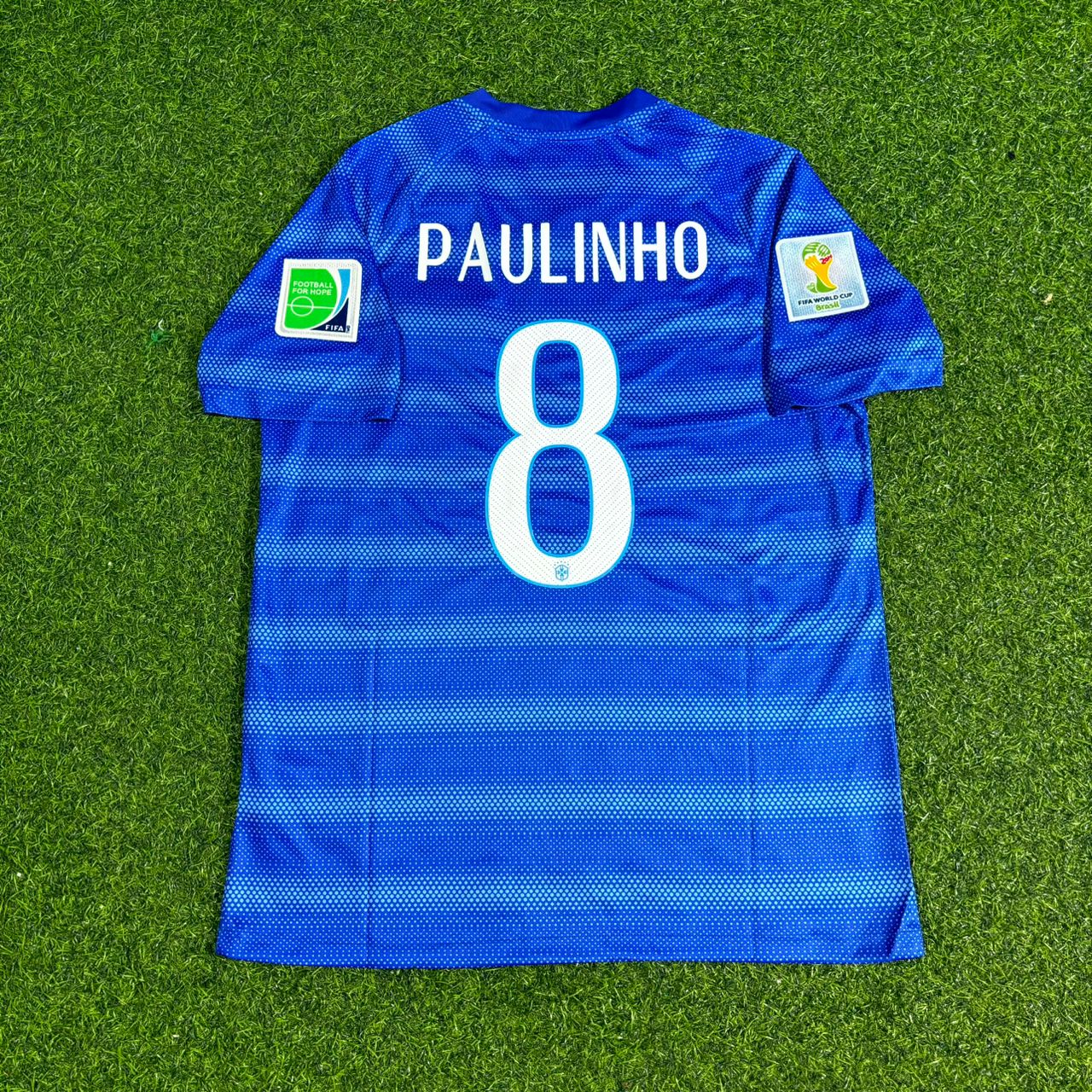 Paulinho 8- Brazil 2014 World Cup Retro Blue Jersey Trikot