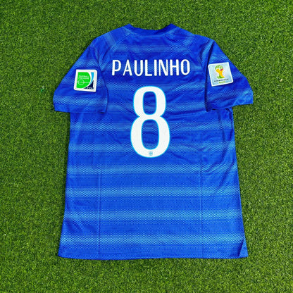 Paulinho 8- Brazil 2014 World Cup Retro Blue Jersey Trikot