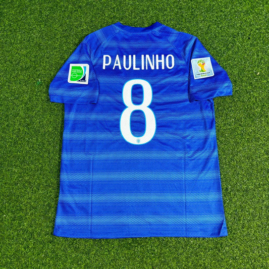 Paulinho 8- Brazil 2014 World Cup Retro Blue Jersey Trikot
