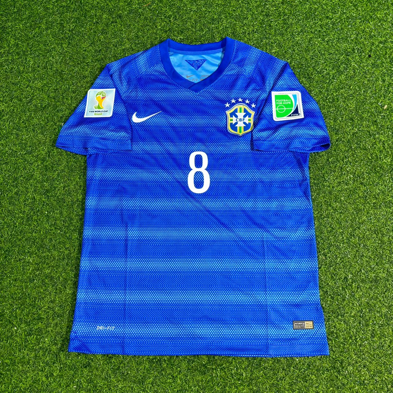 Paulinho 8- Brazil 2014 World Cup Retro Blue Jersey Trikot