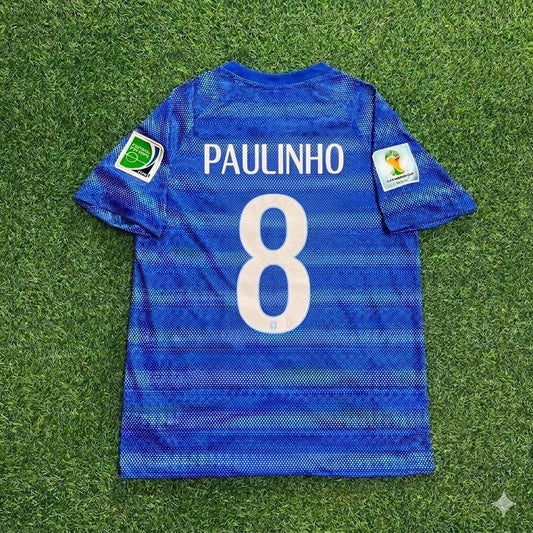 Paulinho 8- Brazil 2014 World Cup Retro Blue Jersey Trikot