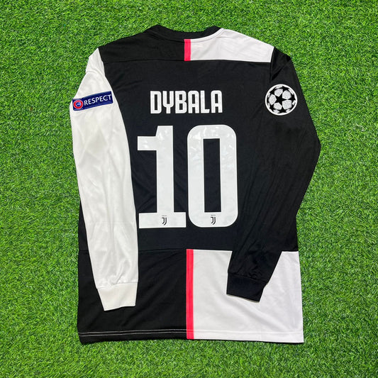 Paulo Dybala 10- Juventus Long Sleeve 2019 2020 Retro White Black Jersey Trikot Maglia