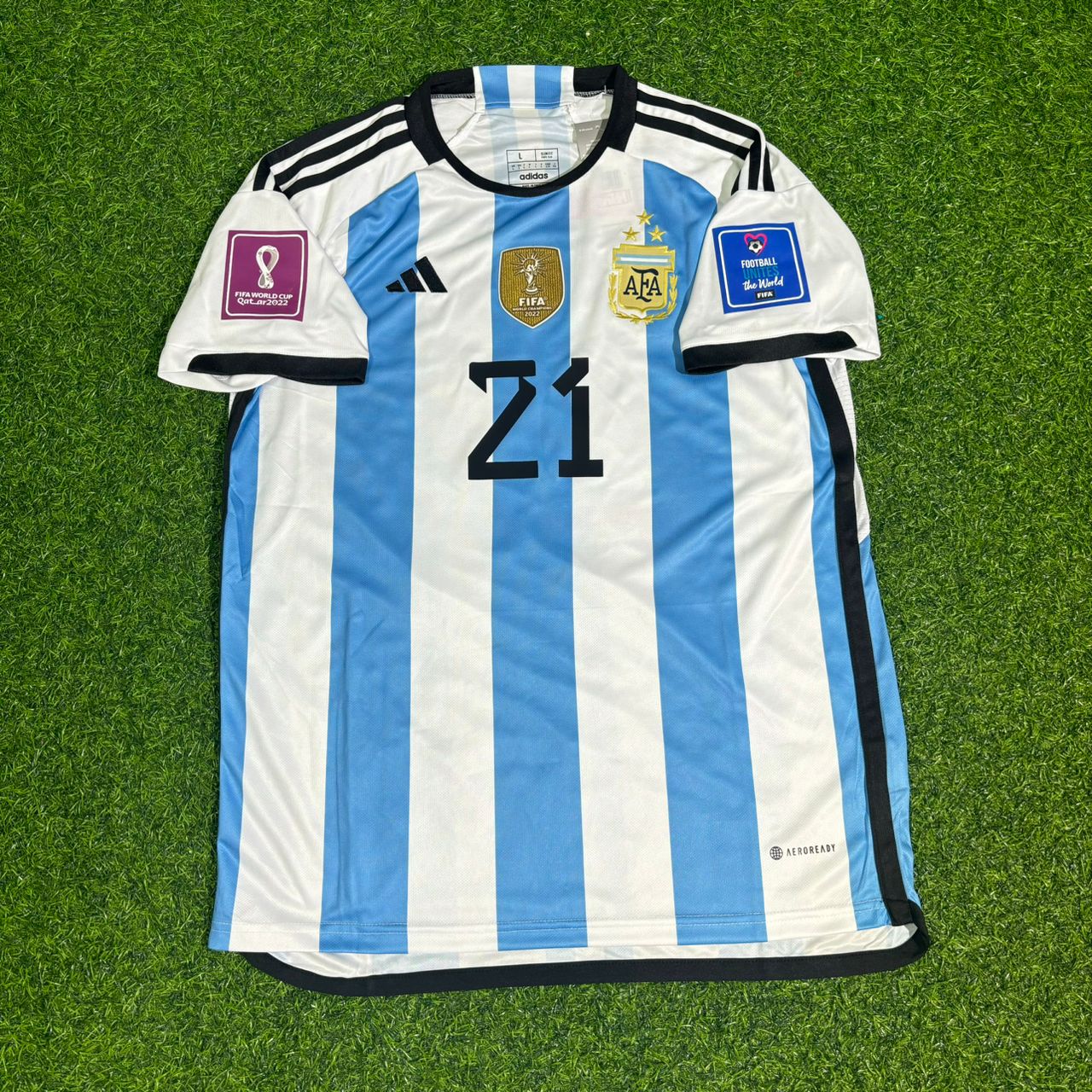Paulo Dybala #21 Argentina 2022 Qatar World Cup Champion Home Jersey